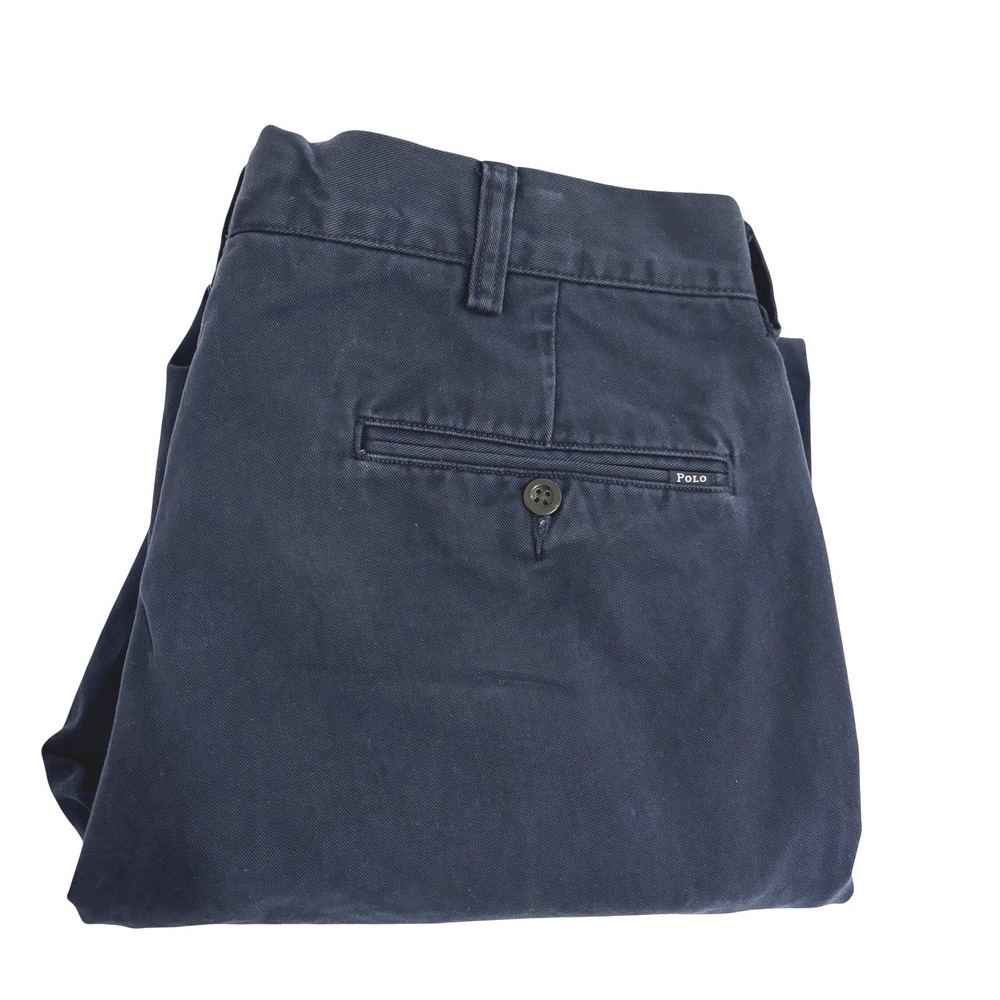 Polo Ralph Lauren Chino Pants Men 34W x 28L Navy Blue Cotton Twill Straight Fit